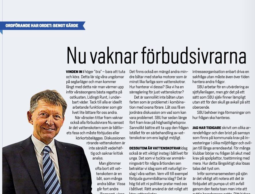 SBU:s ordf. Gärde; ”SBU arbetar för en utvärdering av sjöfyllerilagen”. Sant/falskt?