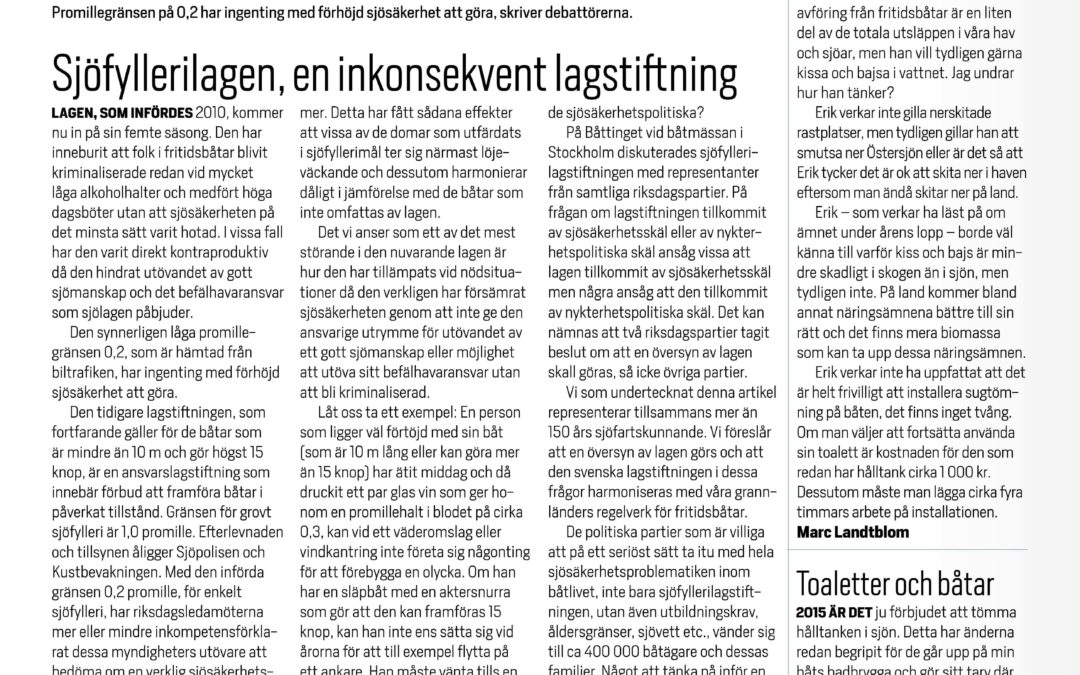 Båtliv/Mistluren: Sjöfyllerilagen, en inkonsekvent lagstiftning.